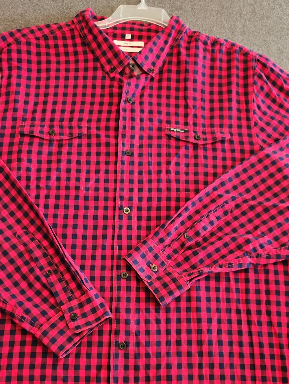 LRG Grass Roots Men's Red & Blue Long Sleeve Check Button Down Shirt Size 4X